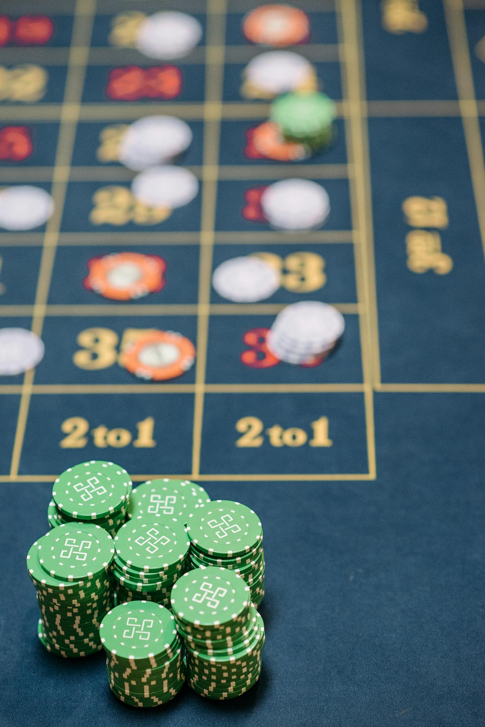 Roulette wheel on a casino table